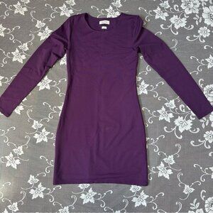 Aritzia Babaton Contour Crew Long Sleeve Mini Dress in Purple Sz Medium
